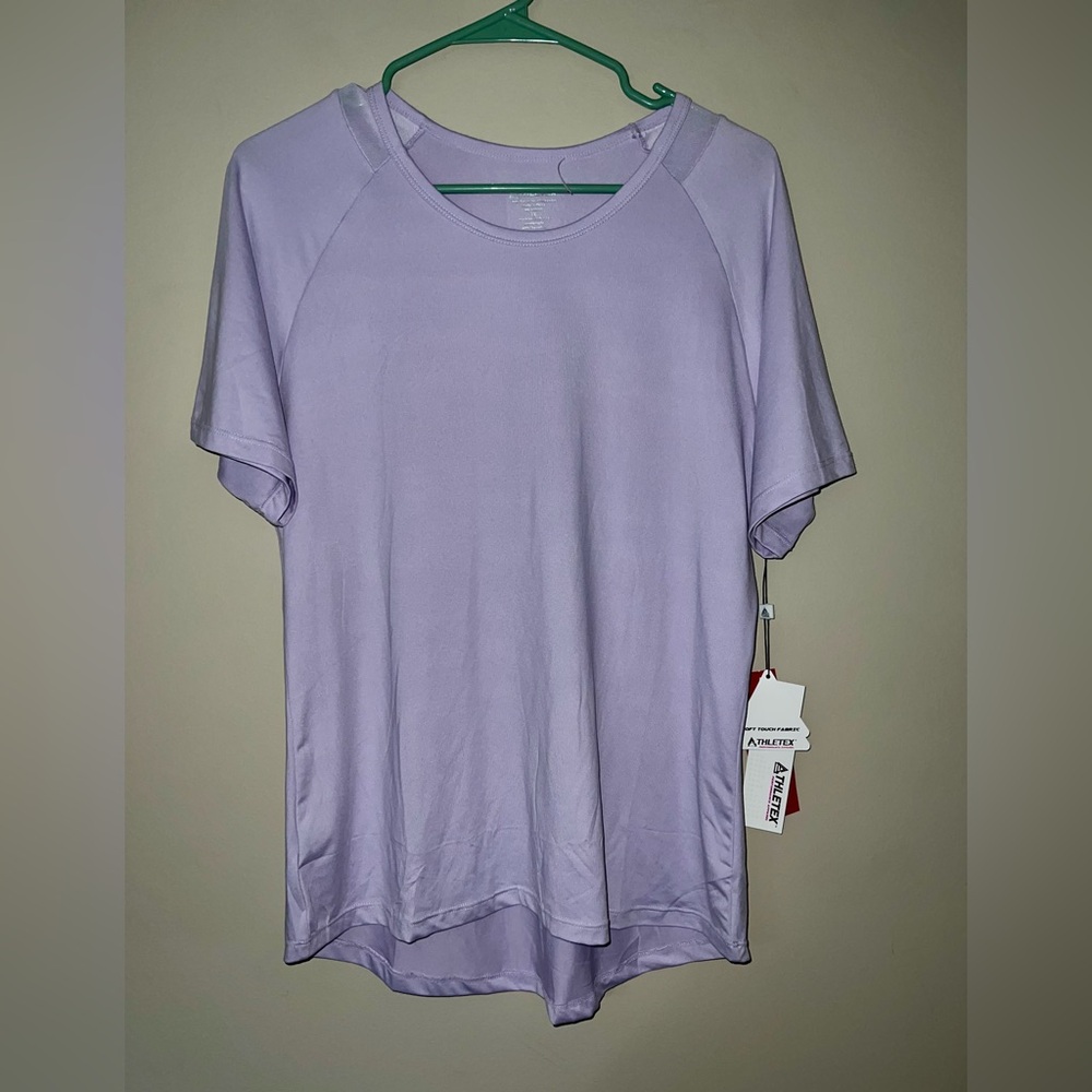 Athletex Lavender Crew Neck Activewear T-Shirt 1X NWT
